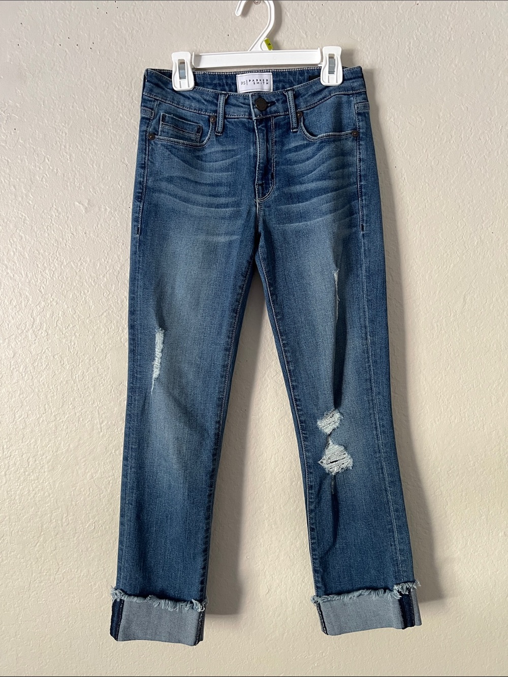 Like New! PARKER SMITH Distressed Cuffed Jeans Straight Size 24